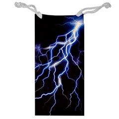 Blue Thunder at night, Colorful Lightning graphic Jewelry Bag