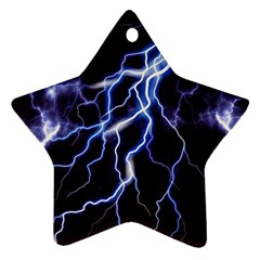 Blue Thunder at night, Colorful Lightning graphic Star Ornament (Two Sides)