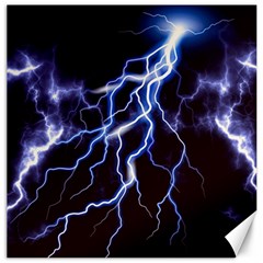 Blue Thunder at night, Colorful Lightning graphic Canvas 16  x 16 