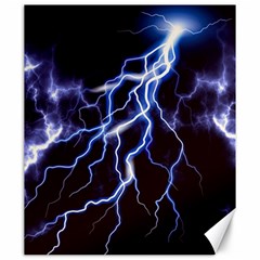 Blue Thunder at night, Colorful Lightning graphic Canvas 20  x 24 