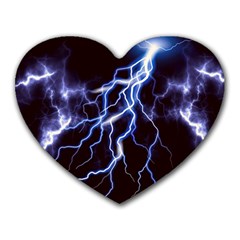 Blue Thunder at night, Colorful Lightning graphic Heart Mousepads