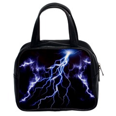 Blue Thunder at night, Colorful Lightning graphic Classic Handbag (Two Sides)