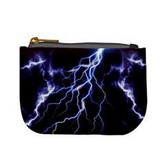 Blue Thunder at night, Colorful Lightning graphic Mini Coin Purse