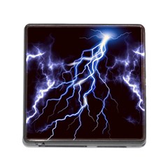 Blue Thunder at night, Colorful Lightning graphic Memory Card Reader (Square 5 Slot)