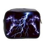 Blue Thunder at night, Colorful Lightning graphic Mini Toiletries Bag (Two Sides) Back