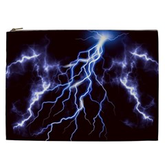 Blue Thunder at night, Colorful Lightning graphic Cosmetic Bag (XXL)