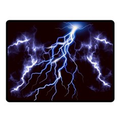 Blue Thunder at night, Colorful Lightning graphic Double Sided Fleece Blanket (Small) 