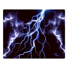 Blue Thunder at night, Colorful Lightning graphic Double Sided Flano Blanket (Large) 