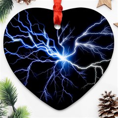 Blue Electric Thunder Storm, Colorful Lightning Graphic Ornament (heart)