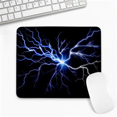 Blue Electric Thunder Storm, Colorful Lightning Graphic Large Mousepads by picsaspassion