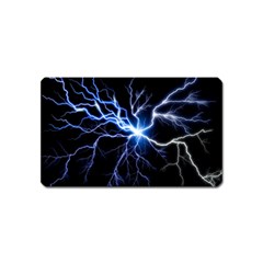 Blue Electric Thunder Storm, Colorful Lightning Graphic Magnet (name Card) by picsaspassion