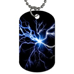 Blue Electric Thunder Storm, Colorful Lightning Graphic Dog Tag (one Side) by picsaspassion