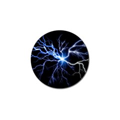 Blue Electric Thunder Storm, Colorful Lightning Graphic Golf Ball Marker by picsaspassion