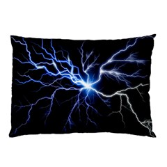 Blue Electric Thunder Storm, Colorful Lightning Graphic Pillow Case by picsaspassion