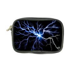 Blue Electric Thunder Storm, Colorful Lightning Graphic Coin Purse by picsaspassion