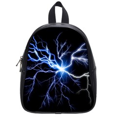 Blue Electric Thunder Storm, Colorful Lightning Graphic School Bag (small) by picsaspassion