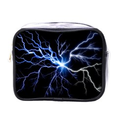 Blue Electric Thunder Storm, Colorful Lightning Graphic Mini Toiletries Bag (one Side) by picsaspassion