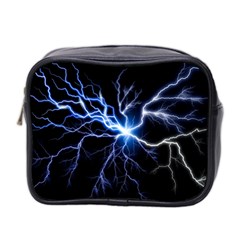 Blue Electric Thunder Storm, Colorful Lightning Graphic Mini Toiletries Bag (two Sides) by picsaspassion