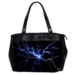 Blue Electric Thunder Storm, Colorful Lightning Graphic Oversize Office Handbag by picsaspassion