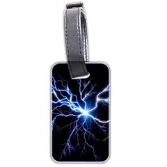 Blue Electric Thunder Storm, Colorful Lightning Graphic Luggage Tag (two Sides) by picsaspassion