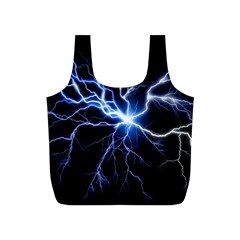 Blue Electric Thunder Storm, Colorful Lightning Graphic Full Print Recycle Bag (s) by picsaspassion