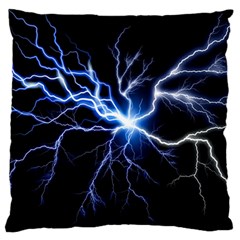 Blue Electric Thunder Storm, Colorful Lightning Graphic Large Flano Cushion Case (one Side) by picsaspassion