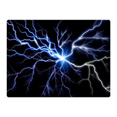 Blue Electric Thunder Storm, Colorful Lightning Graphic Double Sided Flano Blanket (mini)  by picsaspassion