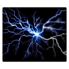 Blue Electric Thunder Storm, Colorful Lightning Graphic Double Sided Flano Blanket (small)  by picsaspassion