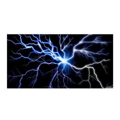 Blue Electric Thunder Storm, Colorful Lightning Graphic Satin Wrap by picsaspassion