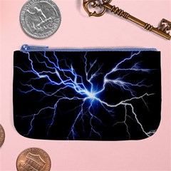 Blue Electric Thunder Storm, Colorful Lightning Graphic Large Coin Purse by picsaspassion