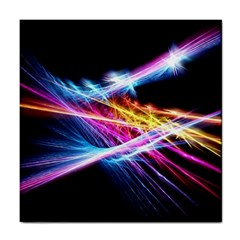 Colorful Neon Light Rays, Rainbow Colors Graphic Art Tile Coaster by picsaspassion