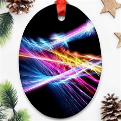 Colorful Neon Light Rays, Rainbow Colors Graphic Art Ornament (oval)