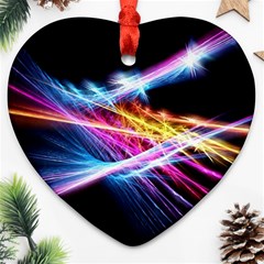 Colorful Neon Light Rays, Rainbow Colors Graphic Art Ornament (heart)