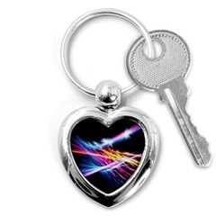 Colorful Neon Light Rays, Rainbow Colors Graphic Art Key Chain (heart) by picsaspassion