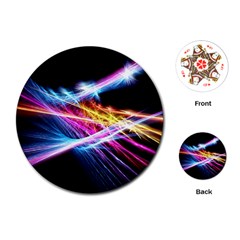 Colorful Neon Light Rays, Rainbow Colors Graphic Art Playing Cards Single Design (round)