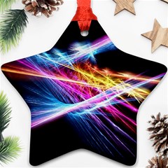 Colorful Neon Light Rays, Rainbow Colors Graphic Art Star Ornament (two Sides)