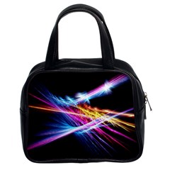 Colorful Neon Light Rays, Rainbow Colors Graphic Art Classic Handbag (two Sides) by picsaspassion