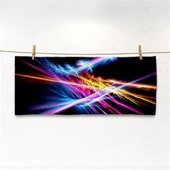 Colorful Neon Light Rays, Rainbow Colors Graphic Art Hand Towel by picsaspassion