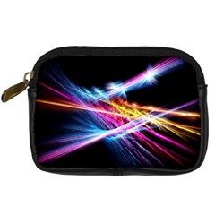 Colorful Neon Light Rays, Rainbow Colors Graphic Art Digital Camera Leather Case by picsaspassion