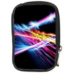 Colorful Neon Light Rays, Rainbow Colors Graphic Art Compact Camera Leather Case by picsaspassion