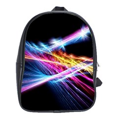 Colorful Neon Light Rays, Rainbow Colors Graphic Art School Bag (large) by picsaspassion