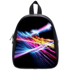 Colorful Neon Light Rays, Rainbow Colors Graphic Art School Bag (small) by picsaspassion