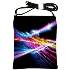 Colorful Neon Light Rays, Rainbow Colors Graphic Art Shoulder Sling Bag by picsaspassion