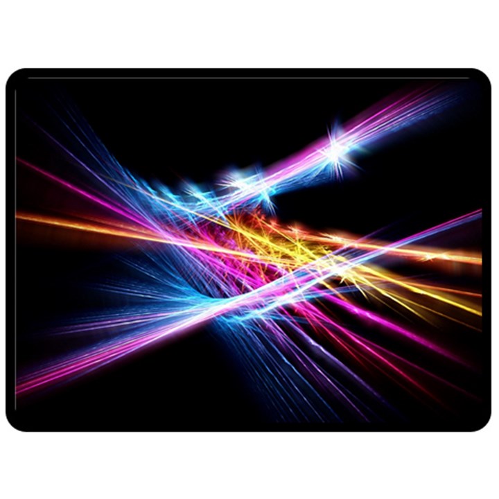 Colorful Neon Light rays, rainbow colors graphic art Fleece Blanket (Large) 