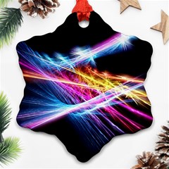 Colorful Neon Light Rays, Rainbow Colors Graphic Art Snowflake Ornament (two Sides)