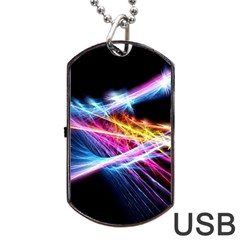 Colorful Neon Light Rays, Rainbow Colors Graphic Art Dog Tag Usb Flash (two Sides) by picsaspassion