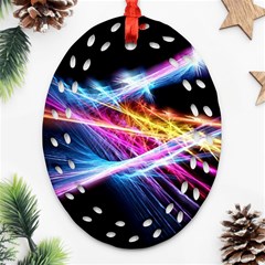 Colorful Neon Light Rays, Rainbow Colors Graphic Art Ornament (oval Filigree)