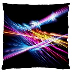 Colorful Neon Light Rays, Rainbow Colors Graphic Art Large Flano Cushion Case (one Side) by picsaspassion