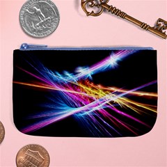 Colorful Neon Light Rays, Rainbow Colors Graphic Art Large Coin Purse by picsaspassion