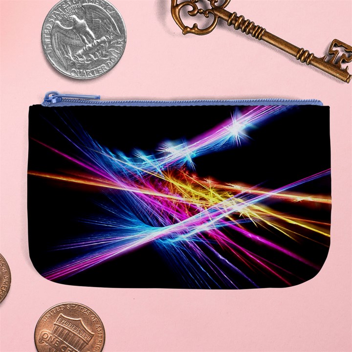 Colorful Neon Light rays, rainbow colors graphic art Large Coin Purse